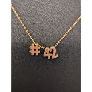 Gold Tone Gold Plated #42 Slide Charm Necklace